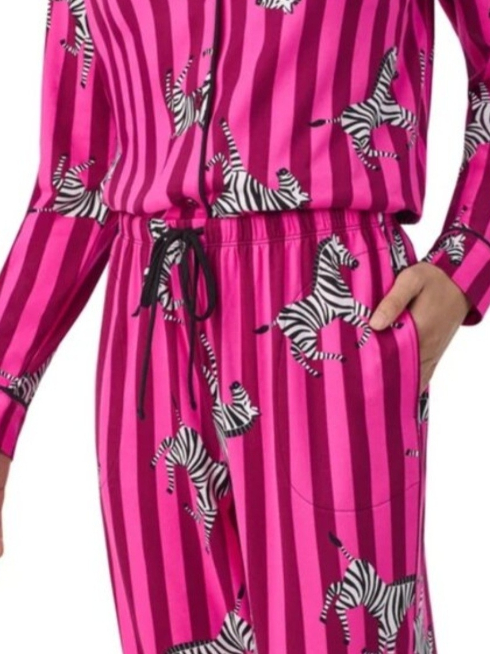 Room Service Women's Pink Striped Zebra Print Pajama Set - Picture 3 of 4